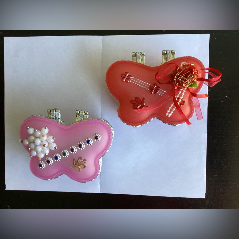 Pink & Red Bejeweled Jewelry Boxes